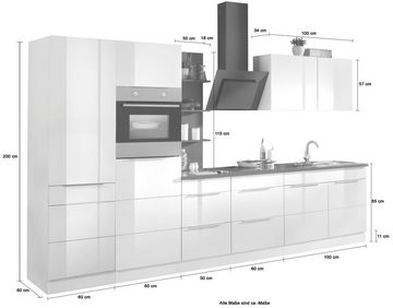 Kochstation Küchenzeile KS-Brindisi, mit E-Geräten, Breite 330 cm