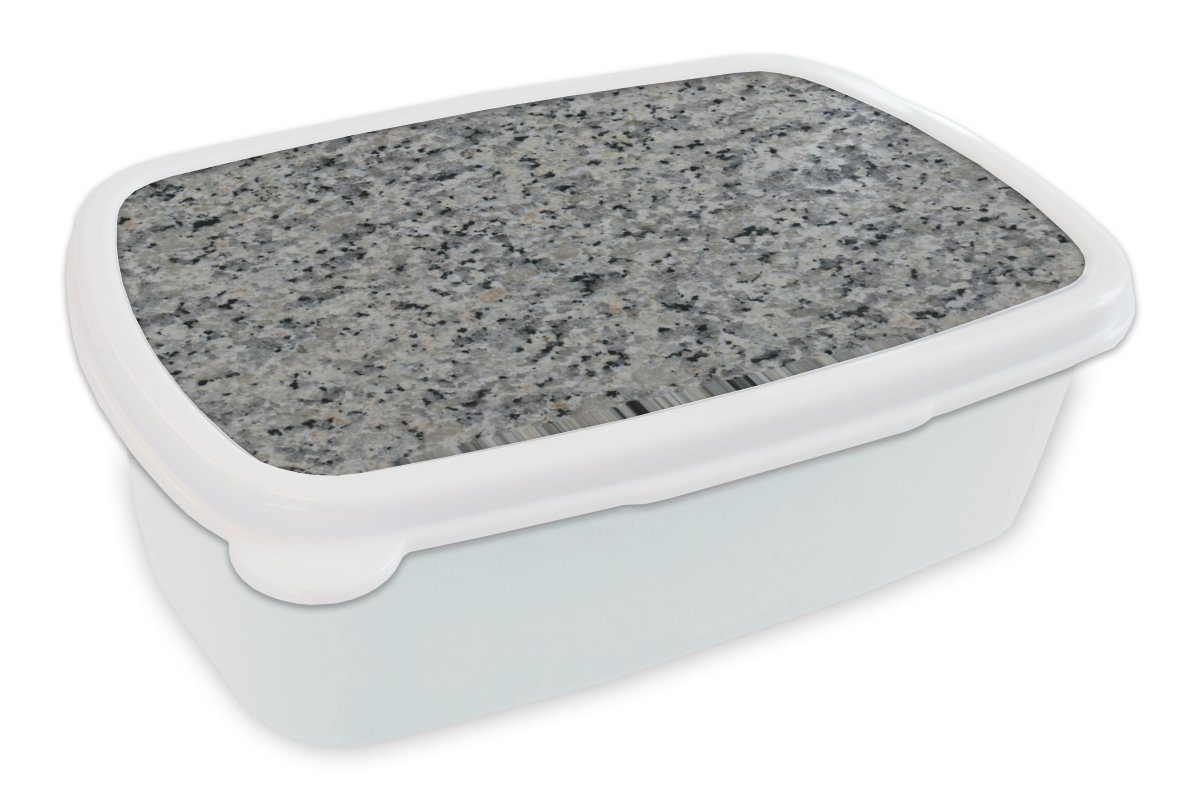 MuchoWow Lunchbox und Mädchen Brotbox - - Kinder Granit für Kieselsteine, Grau Jungs Kunststoff, und für weiß (2-tlg), Erwachsene, Brotdose,