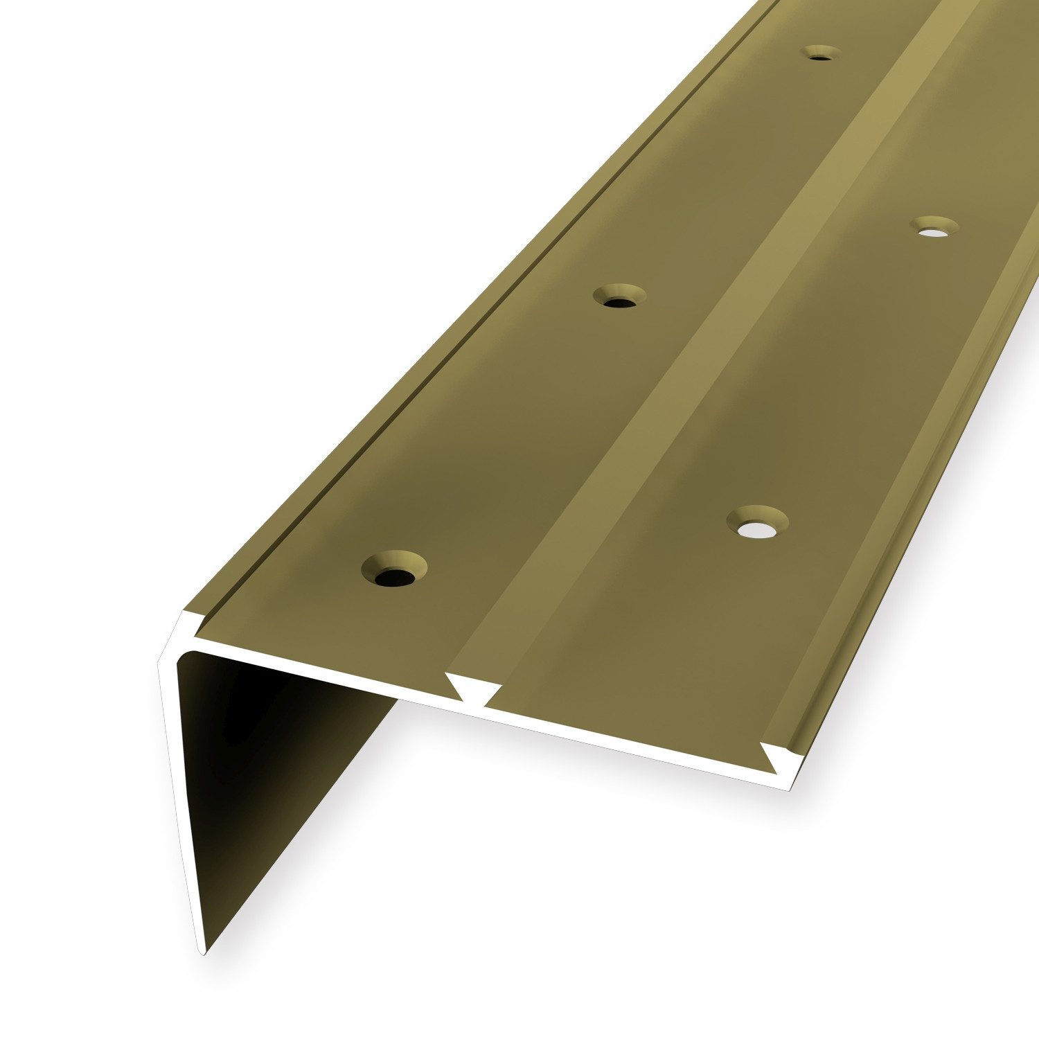 Küberit Treppenkantenprofil 46 x 67 x 2500 mm Winkelprofil Gold Gebohrt Aluminium