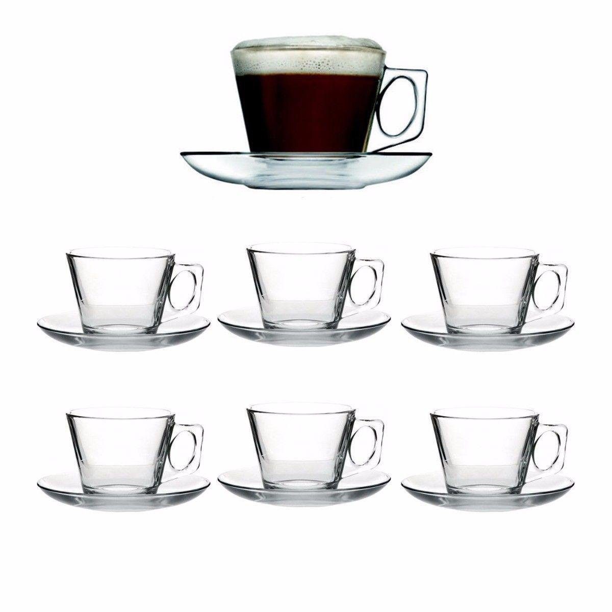 VELA ml Glas, Espressogläser Pasabahce Set, Espressotasse mit 6er Pasabahce Henkel 12-teilig 97301 80