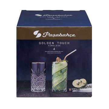 Pasabahce Gläser-Set Timeless, Glas, Golden Touch Saftgläser 4-er Set in edler Kristall Optik