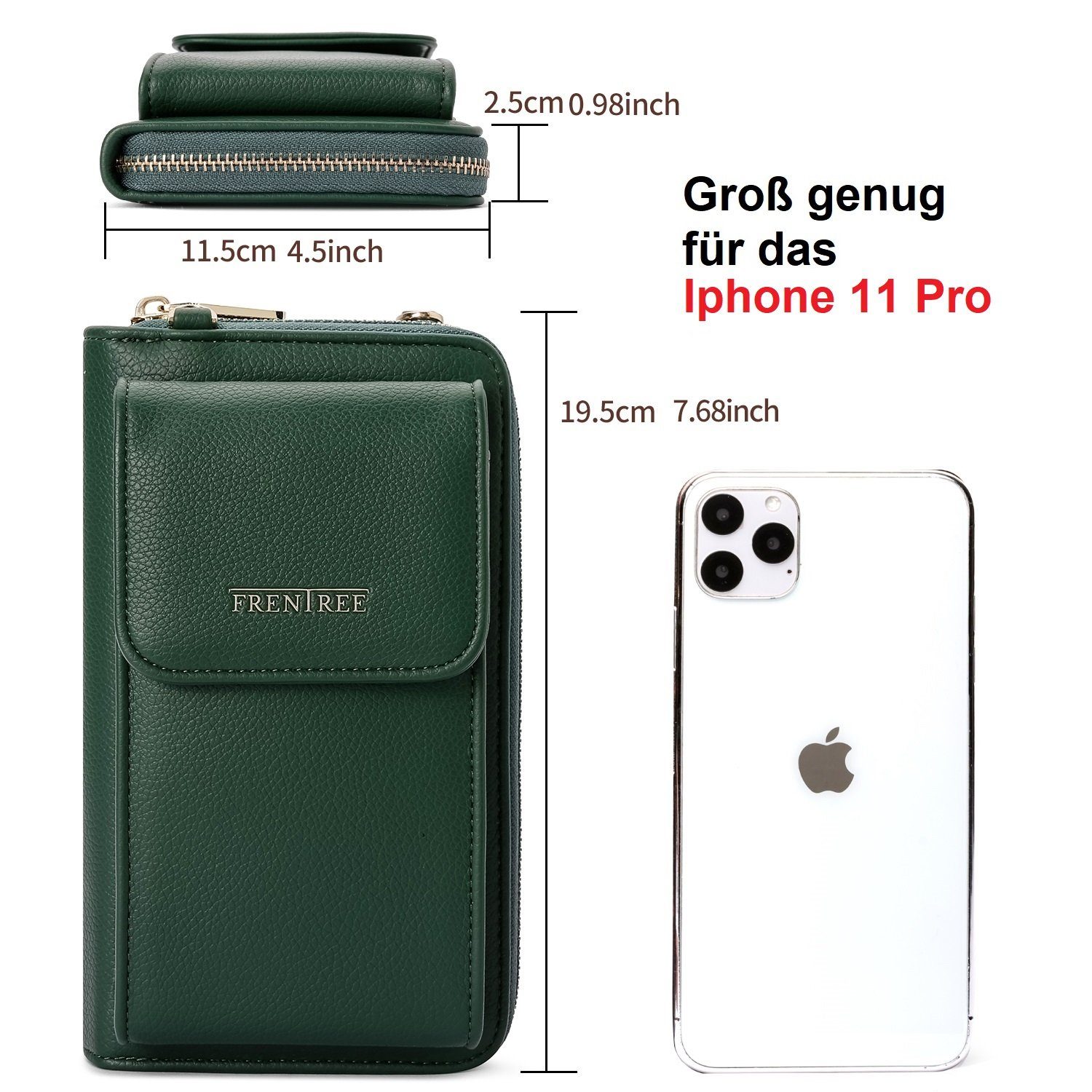 Frentree Schultertasche Damen Cross-Body Handtasche mit Handyfach und Portemonnaie, Umhängetasche mit vielen Fächern – Bild 5 von 5