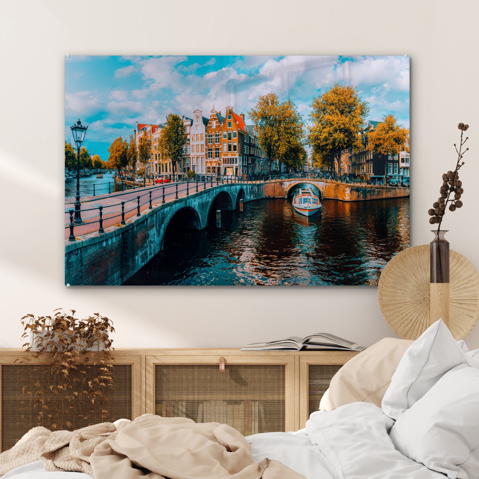 St), Acrylglasbild (1 Gracht, Schlafzimmer & Amsterdam MuchoWow Wohnzimmer Panorama - - Acrylglasbilder