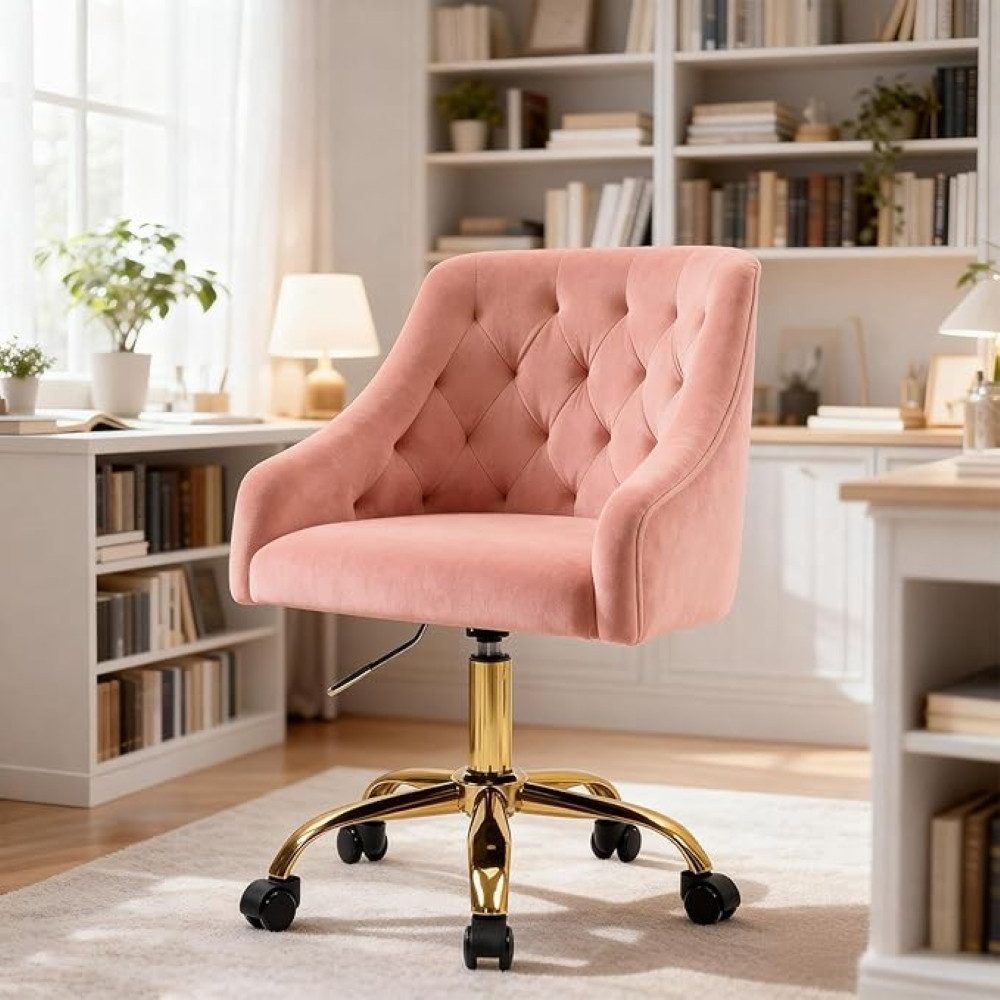 Fiximaster Polsterstuhl mit ergonomischer Rückenlehne, höhenverstellbarer Samt-Schminkstuhl (1 St), Drehstuhl und Bürostuhl, 360° drehbar