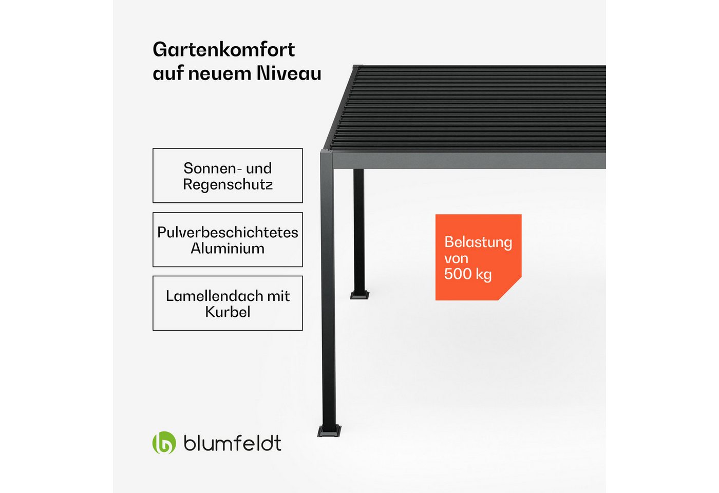 Thumbnail - blumfeldt Pavillon LuminaHaven, (Set), Pergola 3x3m pulverbeschichtet wetterfest Garten