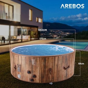 Arebos Whirlpool aufblasbarer, extra dünn, In- & Outdoor, 7 Personen, 180 cm