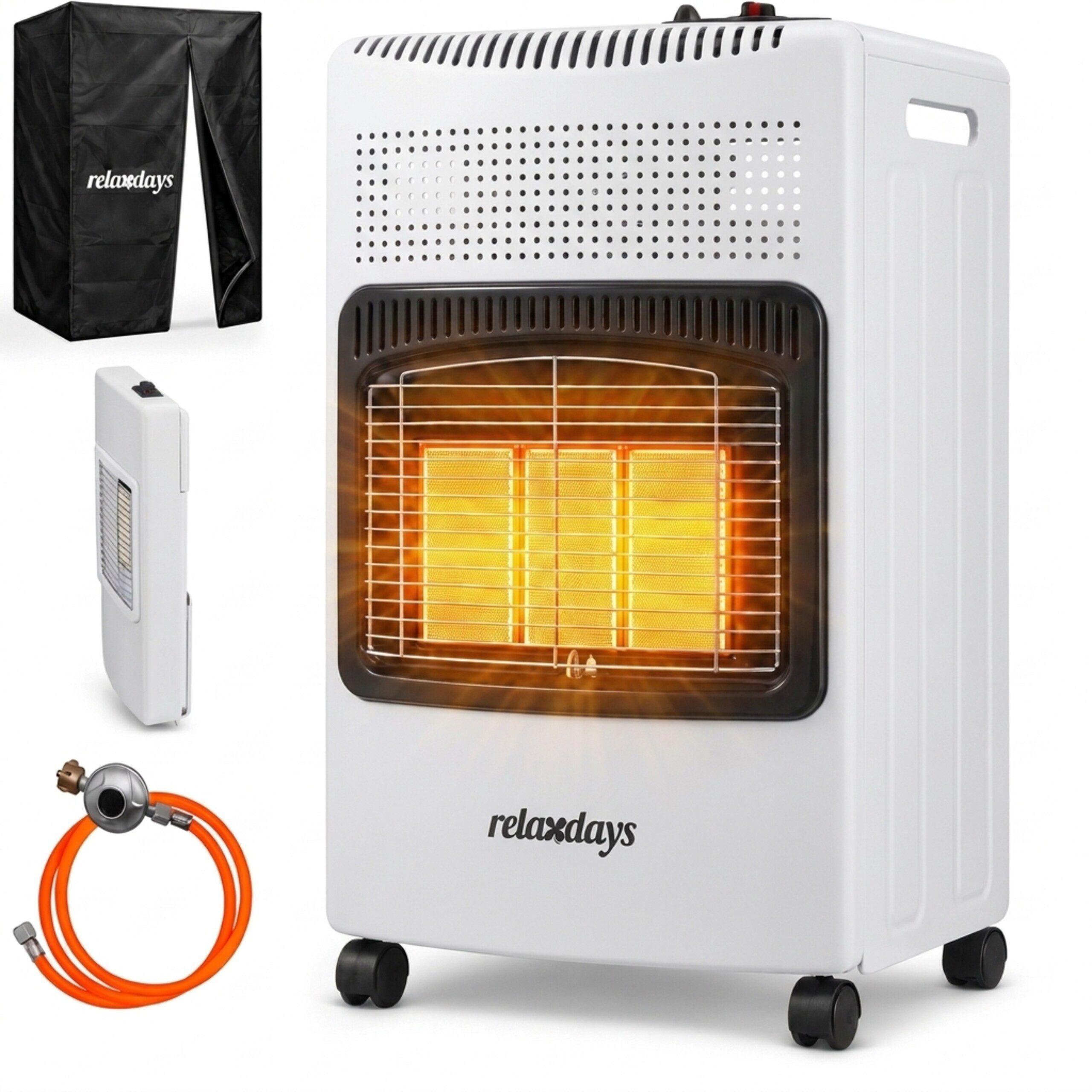 relaxdays Infrarotstrahler Gasheizofen 3 Stufen, 4200 W, weiß