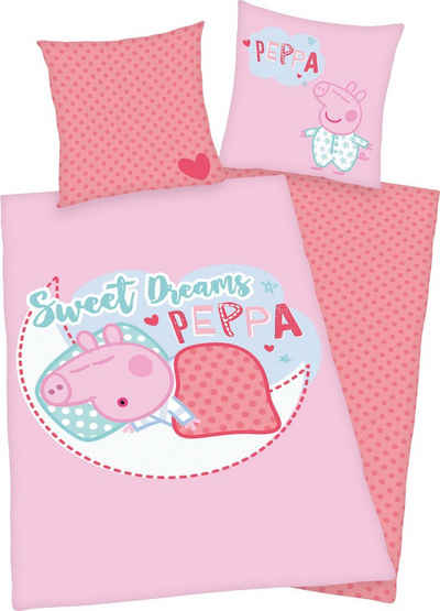 Kinderbettwäsche Peppa Pig, Peppa Pig, Linon, mit niedlichem Peppa Pig Motiv