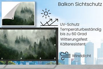 MuchoWow Balkonsichtschutz Wald - Nebel - Bäume - Natur (1-St) Balkon Sichtschutz, Windschutz, 200x90 cm