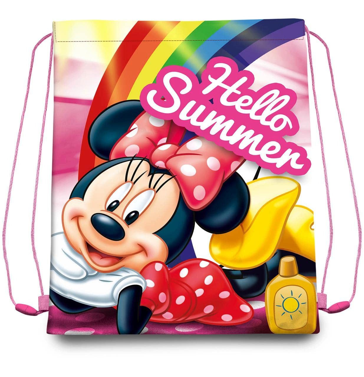 Disney Minnie Mouse Turnbeutel Minnie Mouse Hello Summer 40 cm (1-tlg), Leicht, kompakt und mit praktischem Kordelzug
