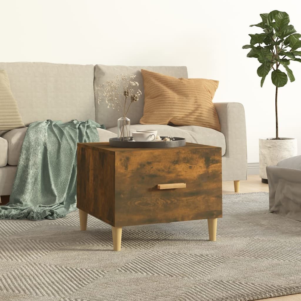 furnicato Couchtisch 50x50x40 cm in Räuchereiche mit Holzwerkstoff und (1-St), Wohnzimmertisch mit Schublade, feuchtigkeitsbeständiger Oberfläche