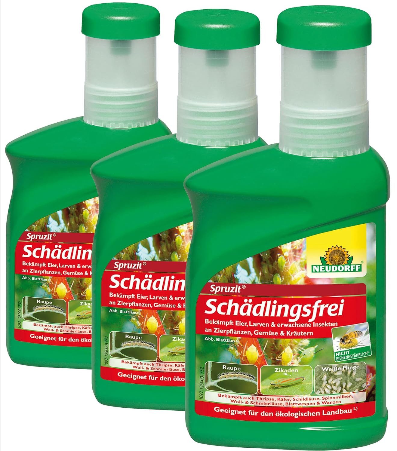 Neudorff Insektenspray Spruzit Schädlingsfrei Konzentrat 3x 250ml, 3er Set, 3-St., 3x Spruzit Schädlingsfrei Konzentrat, Konzentrat mit Naturpyrethrum und Rapsöl gegen Schädlinge