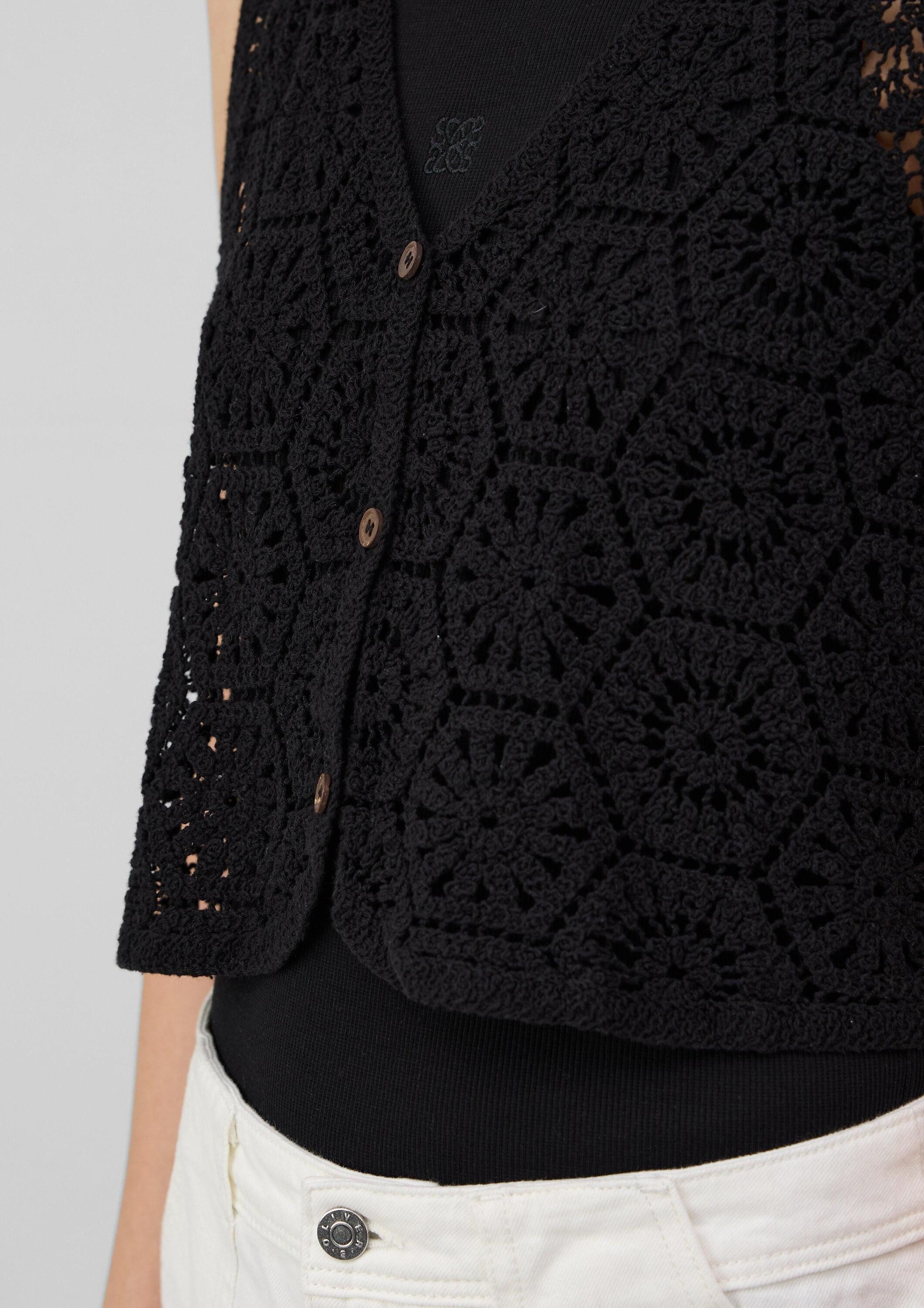 s.Oliver Funktionsweste Indoor-Weste Verkürzte Weste aus Häkelspitze