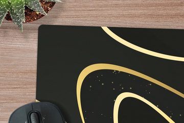MuchoWow Gaming Mauspad Goldene Wellen auf schwarzem Hintergrund (1-St), Mousepad mit Rutschfester Unterseite, Gaming, 40x40 cm, XXL, Großes