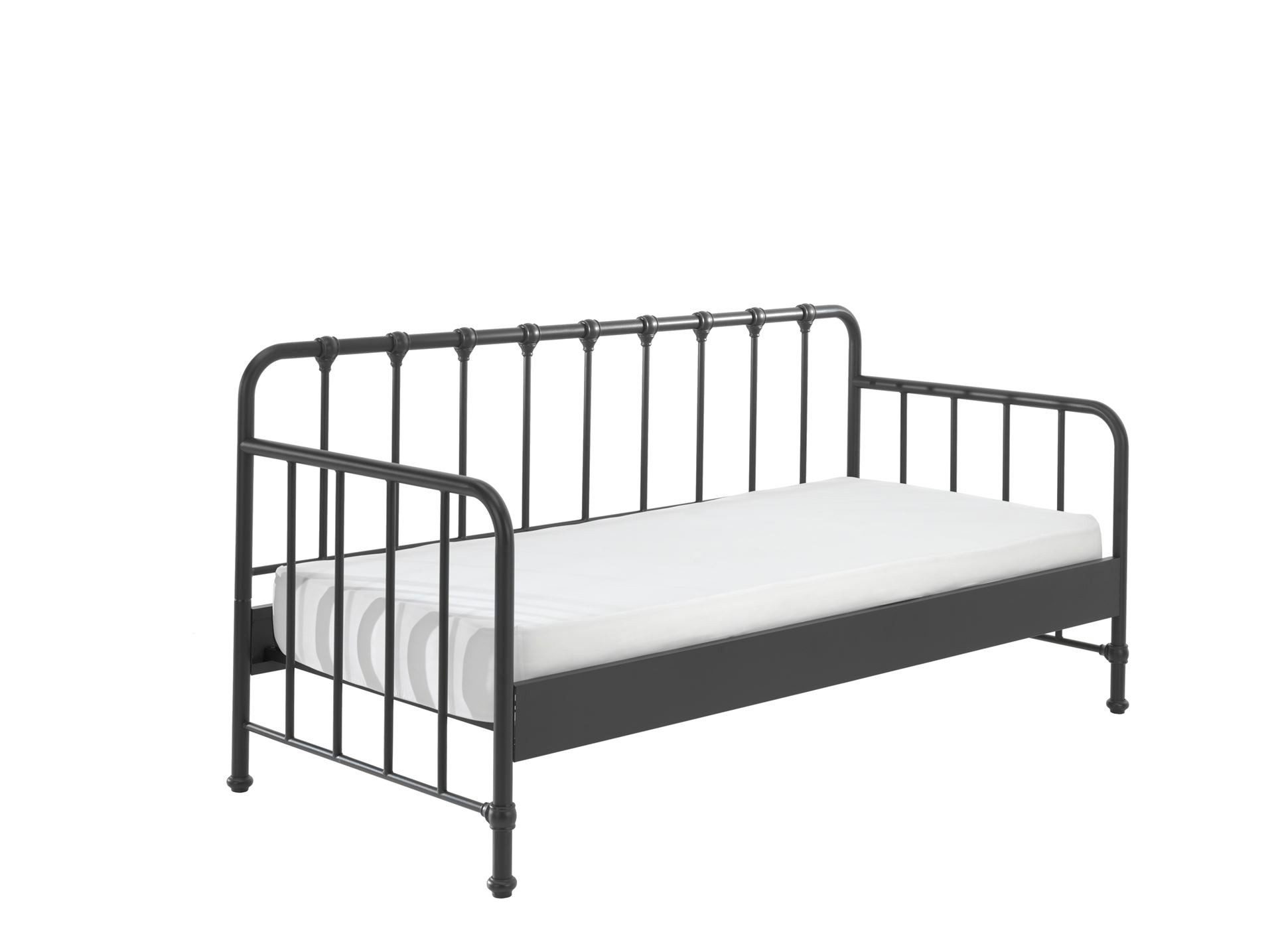 58 aufm Kessel Bettgestell Metallbett Kay 97x206x110 Einzelbett avantgarde Metall Schwarz matt (inkl. Versand, Lieferung bis Verwendungsstelle), Liegefläche 90x200, modernes Bett mit Rohrrahmen und trendiger Optik