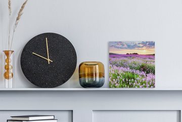 OneMillionCanvasses® Leinwandbild Blumen - Lavendel - Lila - Himmel - Sonnenuntergang - Wiese - Natur, (1 St), Leinwand Bilder für Wohnzimmer Schlafzimmer