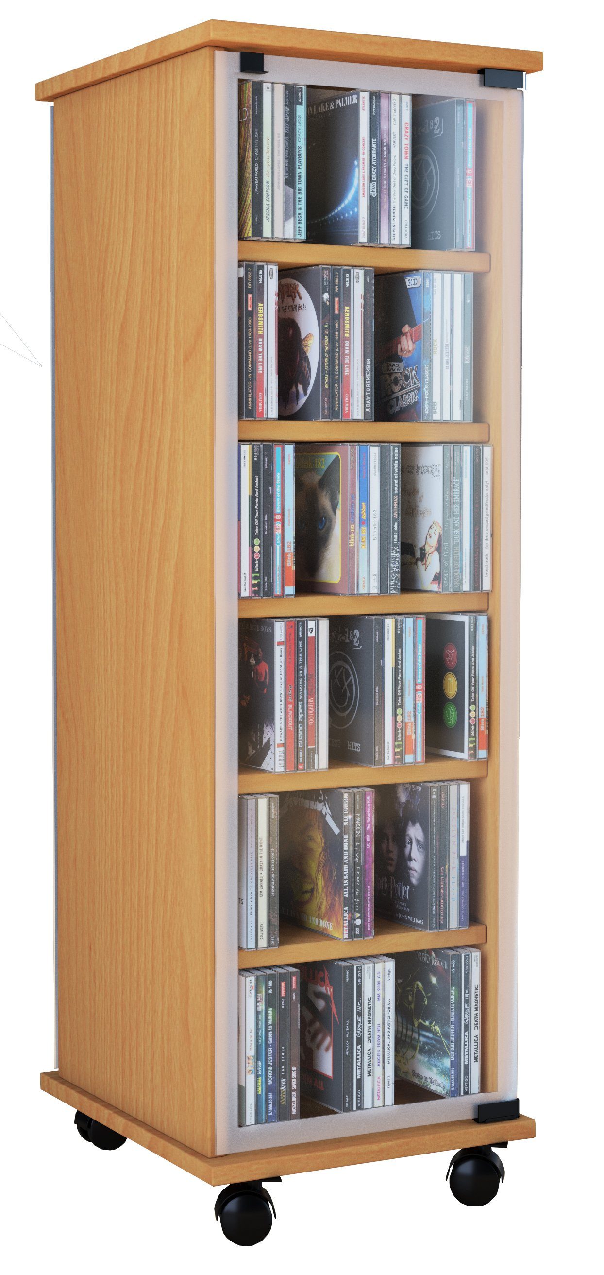VCM CD-Regal Holz CD DVD Stand Regal Schrank Valenza Glastür günstig online kaufen