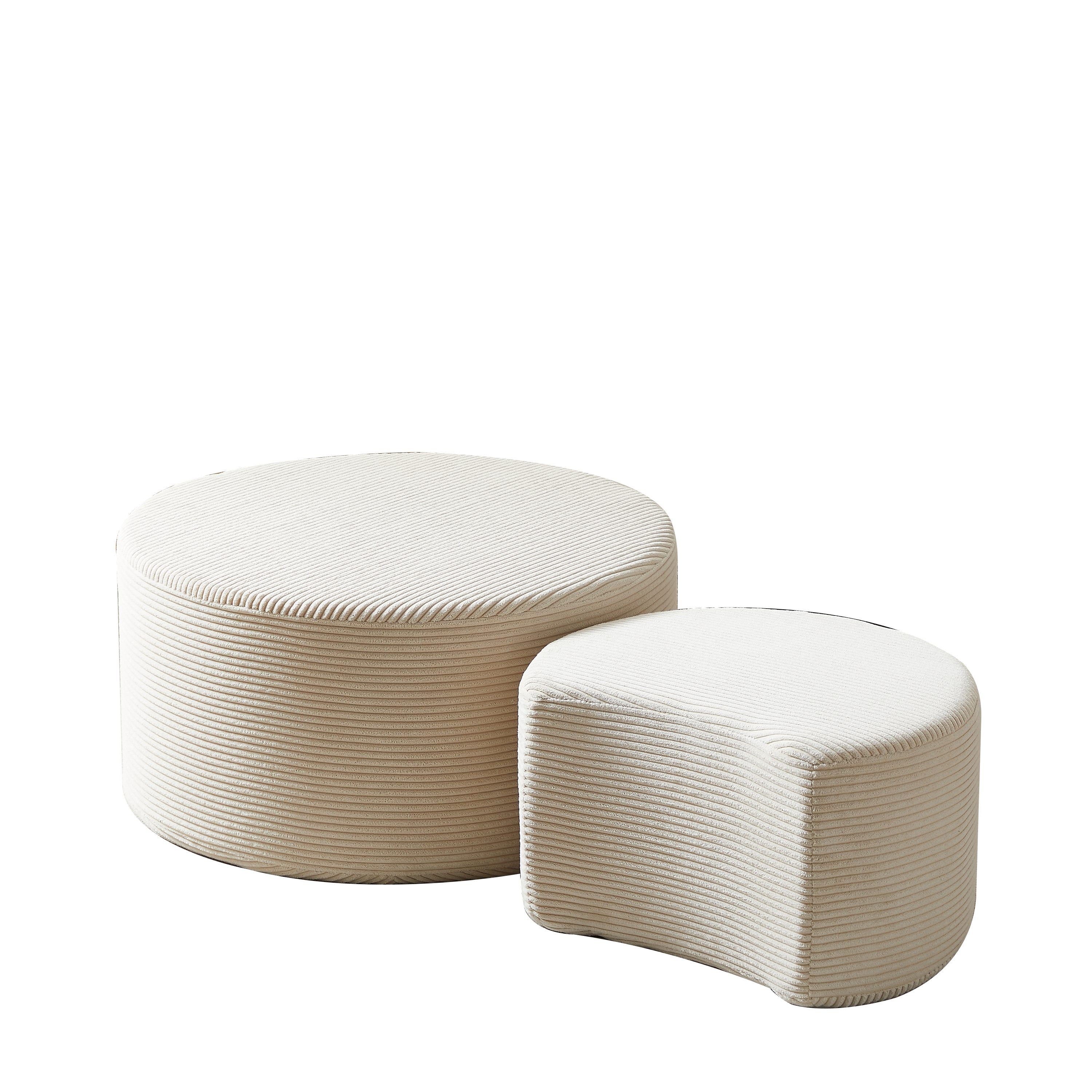 OKWISH Couchtisch Moderner runder Kaffeetisch aus Schaumstoff (2-teiliges g günstig online kaufen