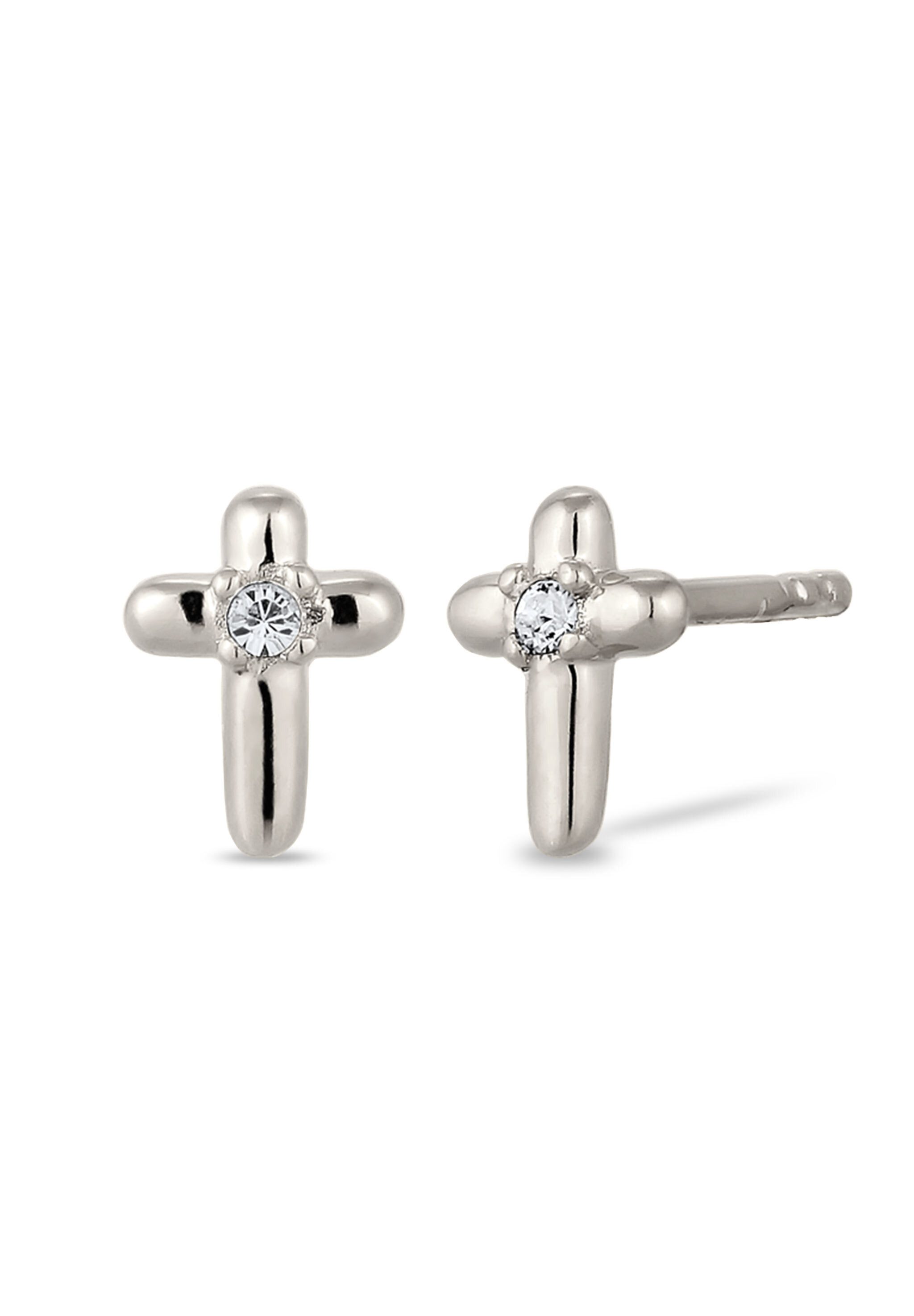 Elli Paar Ohrstecker Ohrstecker Kreuz mit Kristallen von Swarovski® 925 Sterling Silber