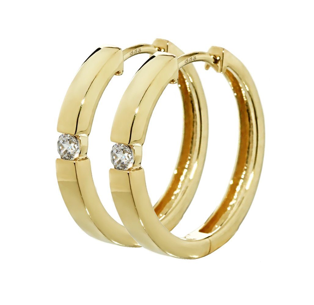 NKlaus Klappcreolen Paar 333 Gelbgold Klappcreolen Ohrringen 18,4 X 2, (Damen)