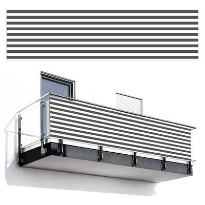 MuchoWow Balkonsichtschutz Muster - Streifen - Grau-Dunkel (1-St) Sichtschutz Terrasse Balkon, Windschutz, 300x75 cm