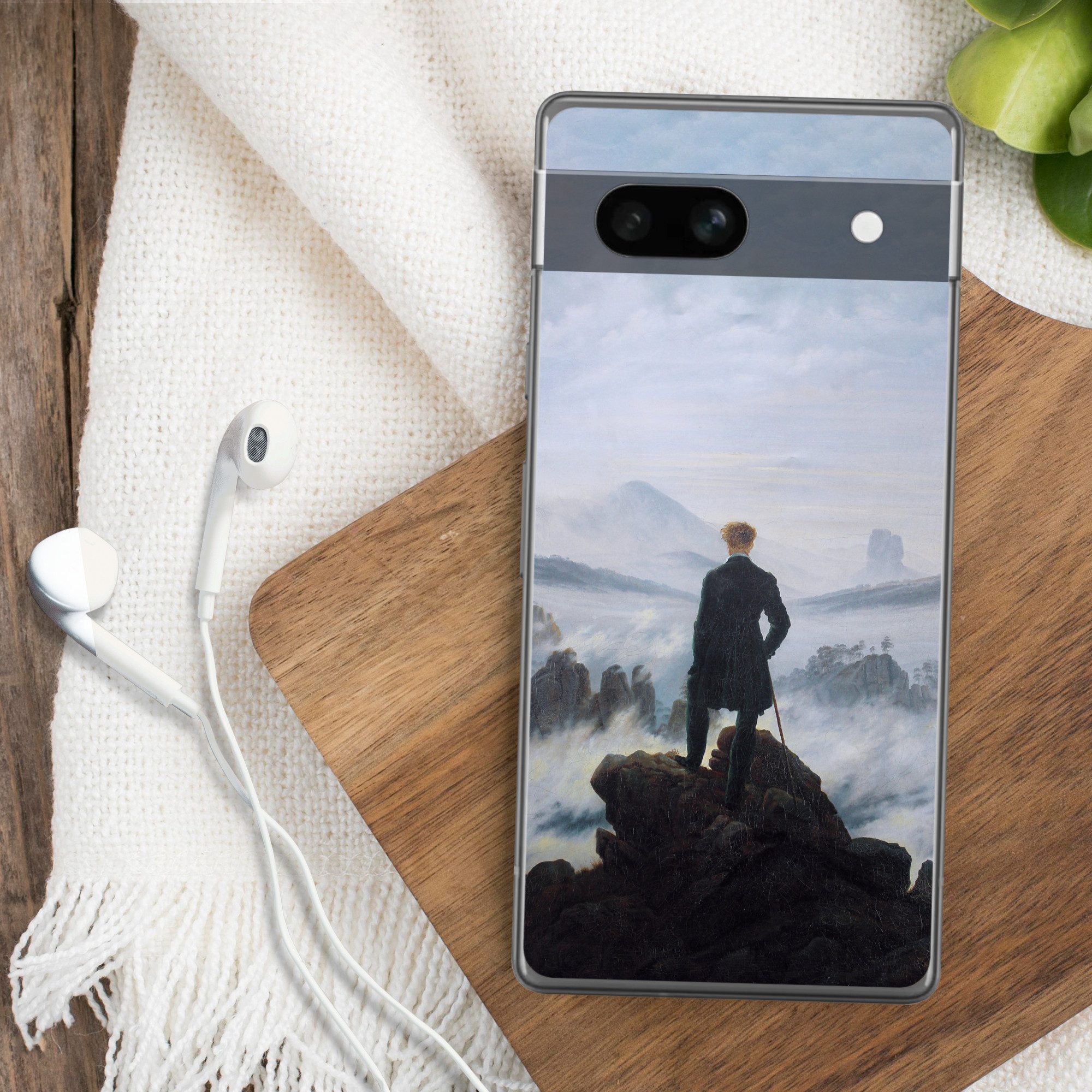 MuchoWow Handyhülle für Google Pixel 7a Der Wanderer über dem Nebelmeer - Caspar David Fri, Handy Case, Silikon, Bumper Case Dünn