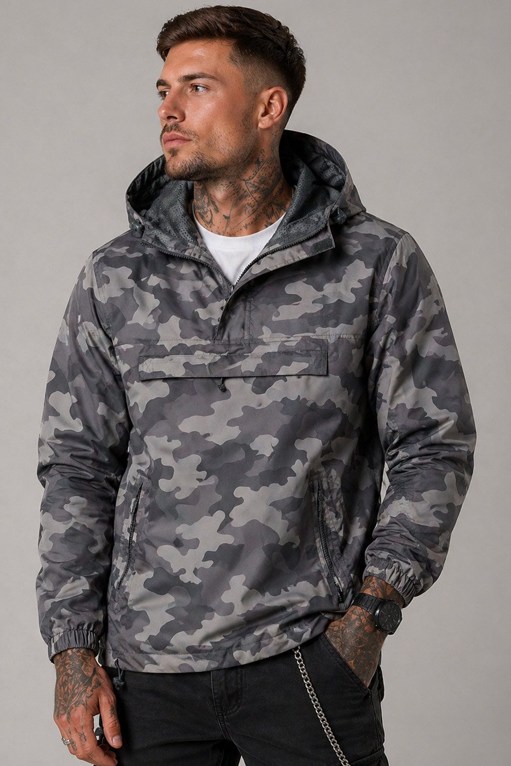 Brandit Allwetterjacke Herren Sommer Windbreaker Jacke US Version Perfekte Passform Hochwertige Verarbeitung,Wasserabweisend – Bild 2 von 5