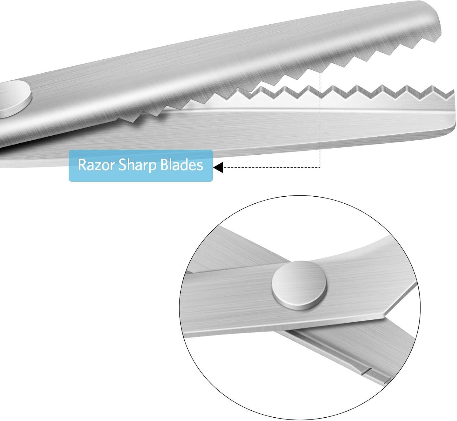 LA CUTE Stoffscheren Schneiderschere Zickzack-Schere 23 cm mit Fadenschere, (Zickzack-Schere mit Fadenschere, ideal für Stoffe und Bastelprojekte, 2-teiliges Scheren-Set für Stoffe, Papier und Fäden), 5 mm Zickzack-Klinge, ergonomischer Griff, inkl. Fadenschere