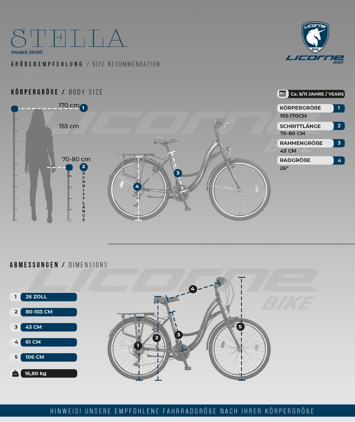 Licorne Bike Cityrad Licorne Stella Premium Citybike 20–28 Zoll, 21 Gang Hollandrad