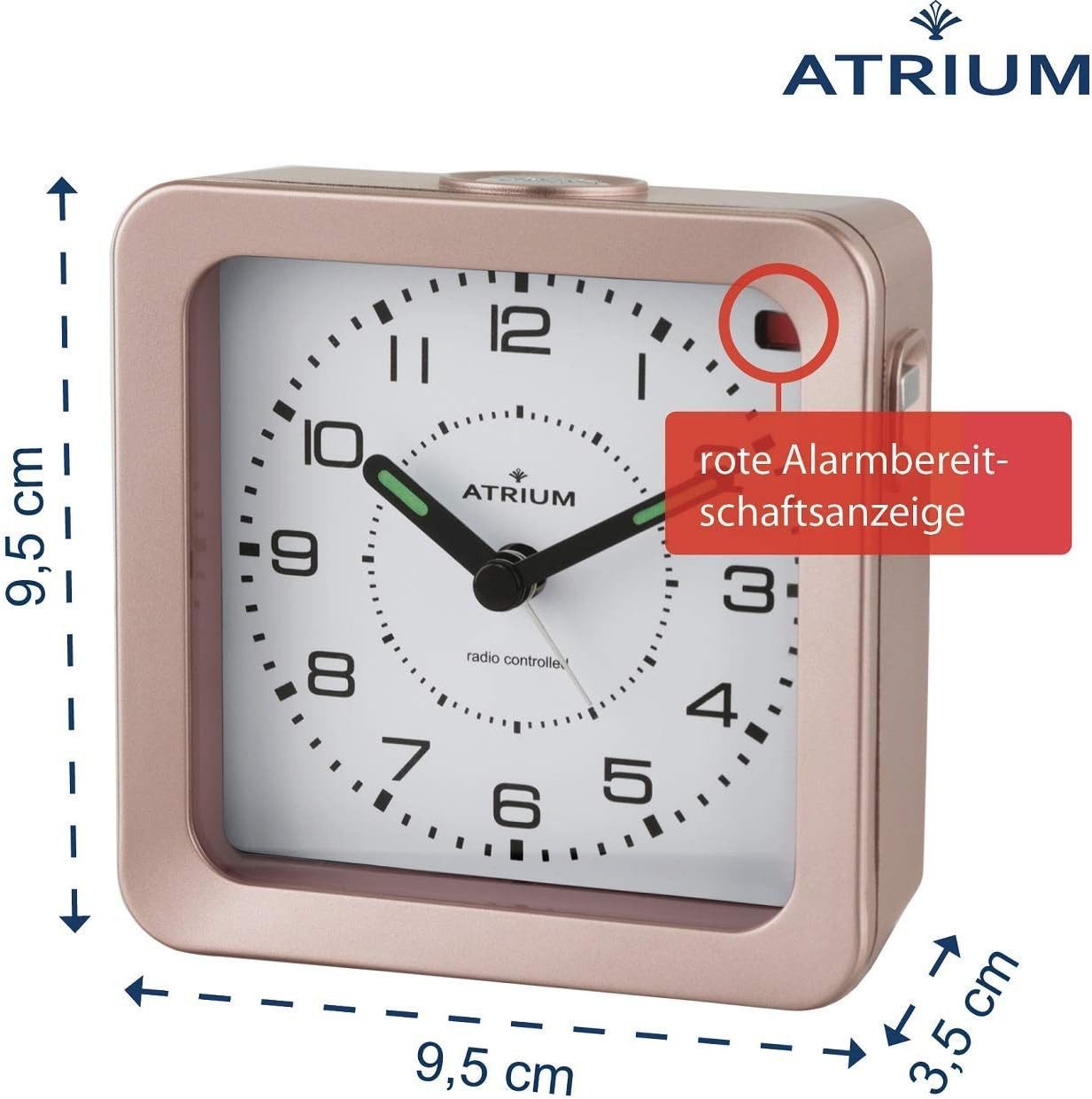 Atrium Funkwecker A660 Analog Quarz ohne Ticken Licht Snooze Leuchtzeiger – Bild 2 von 5