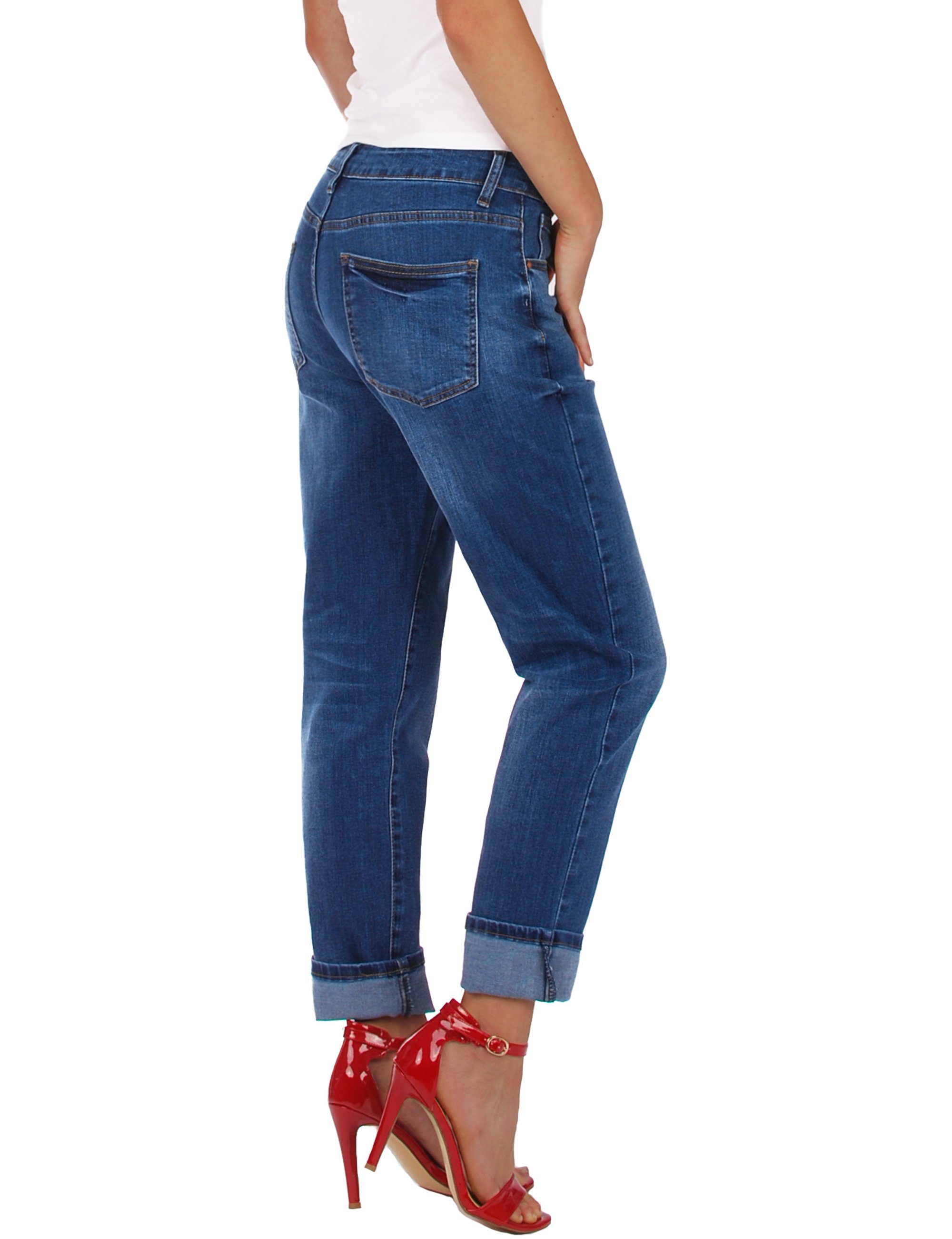 5-Pocket-Style Stretch, Blau Boyfriend-Jeans Fraternel