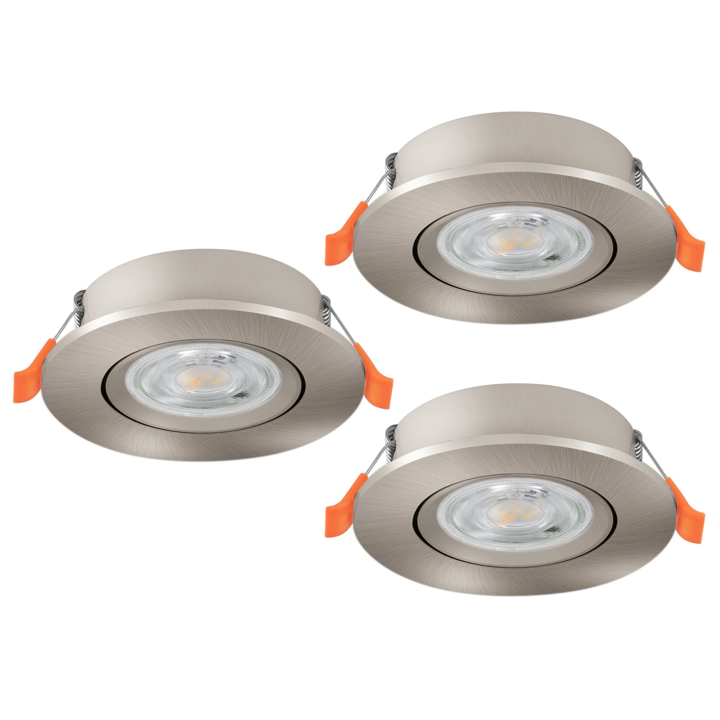 EGLO LED Einbauleuchte Barranco, Leuchtmittel inklusive, 3er Set LED Einbaustrahler, Deckenspots, Deckenstrahler, GU10, ∅ 9 cm