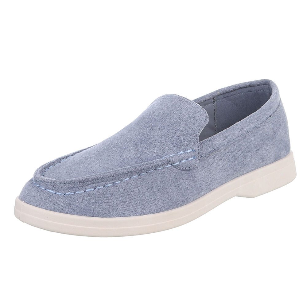 Ital-Design Slipper für Damen – Bequemer Alltagsschuh für Freizeit Slipper (91261403) Blockabsatz Mokassins in Hellblau