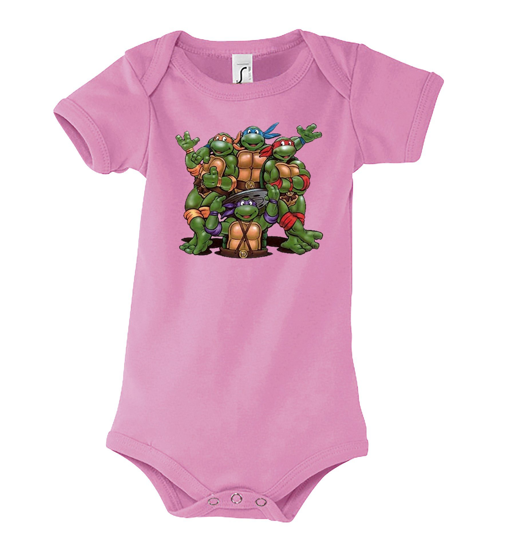 Youth Designz Kurzarmbody Baby Body Strampler Turtles in tollem Design, mit Frontprint Rosa