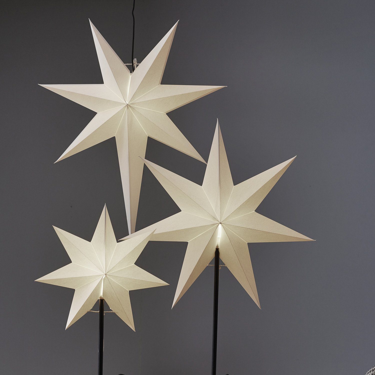 weiß inkl. E14 Kabel Papierstern 7-zackig 34cm STAR Stern Weihnachtsstern TRADING stehend LED