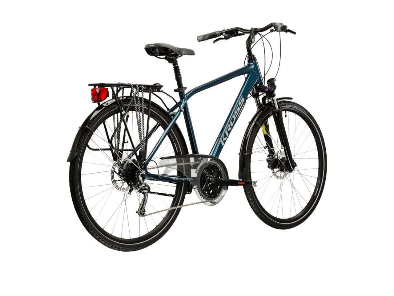 Kross Trekking Bike, Men's 28" Explorer 45.0 Blue, 24 Gears, 24-Speed ​​Shimano DEORE M592 Derailleur, Derailleur Gears