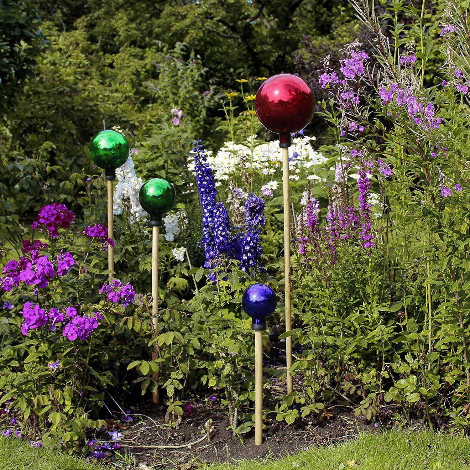 Gartenkugel Dekokugel Gartendeko Garten, rot den Außen Gartenfigur für für Rosenkugel VERDOBA Glas -