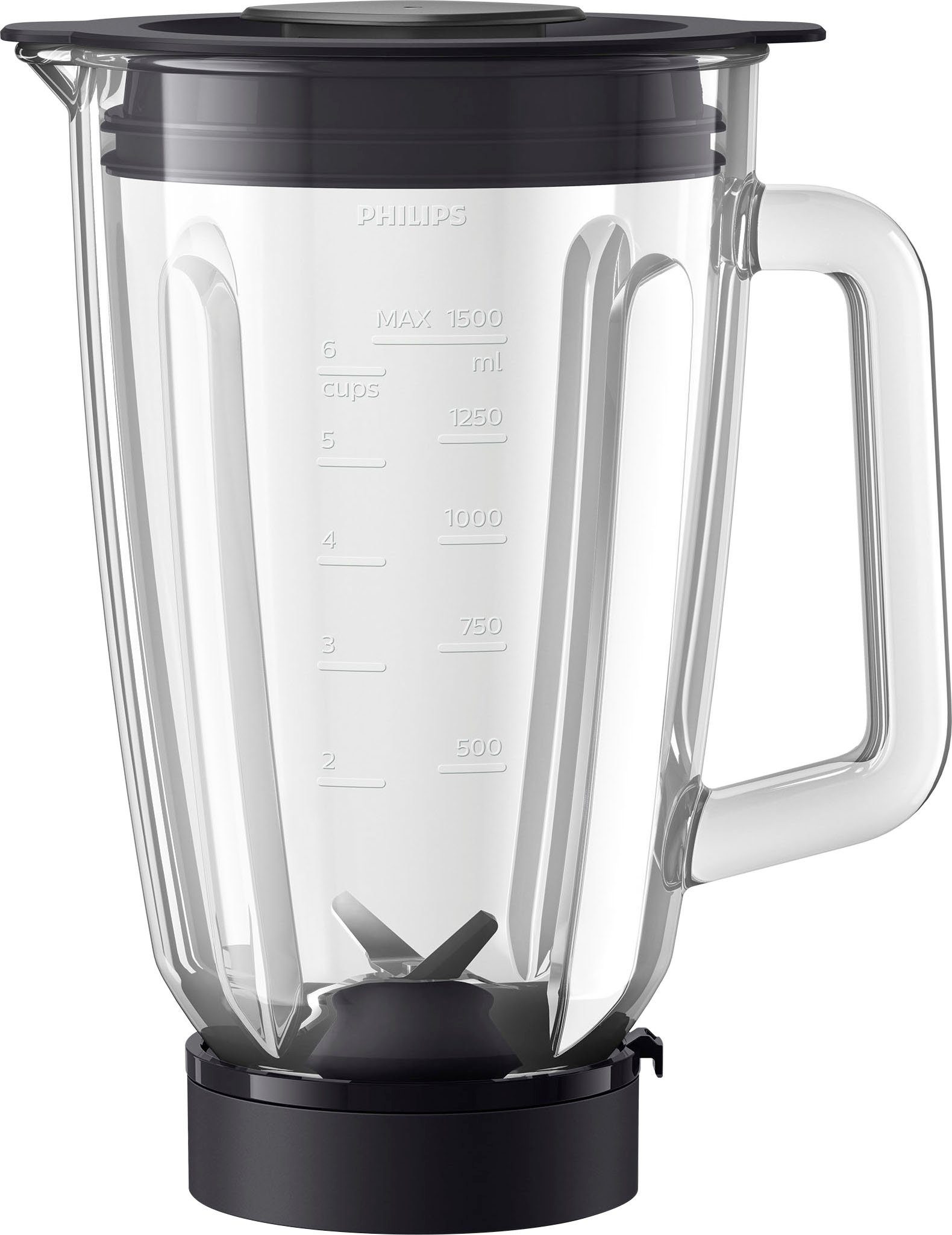 Philips Mixaufsatz HR0721/00, Zubehör für Philips Küchenmaschine Serie 7000: HR7962/01, Glasbecher, 1,5 l Volumen