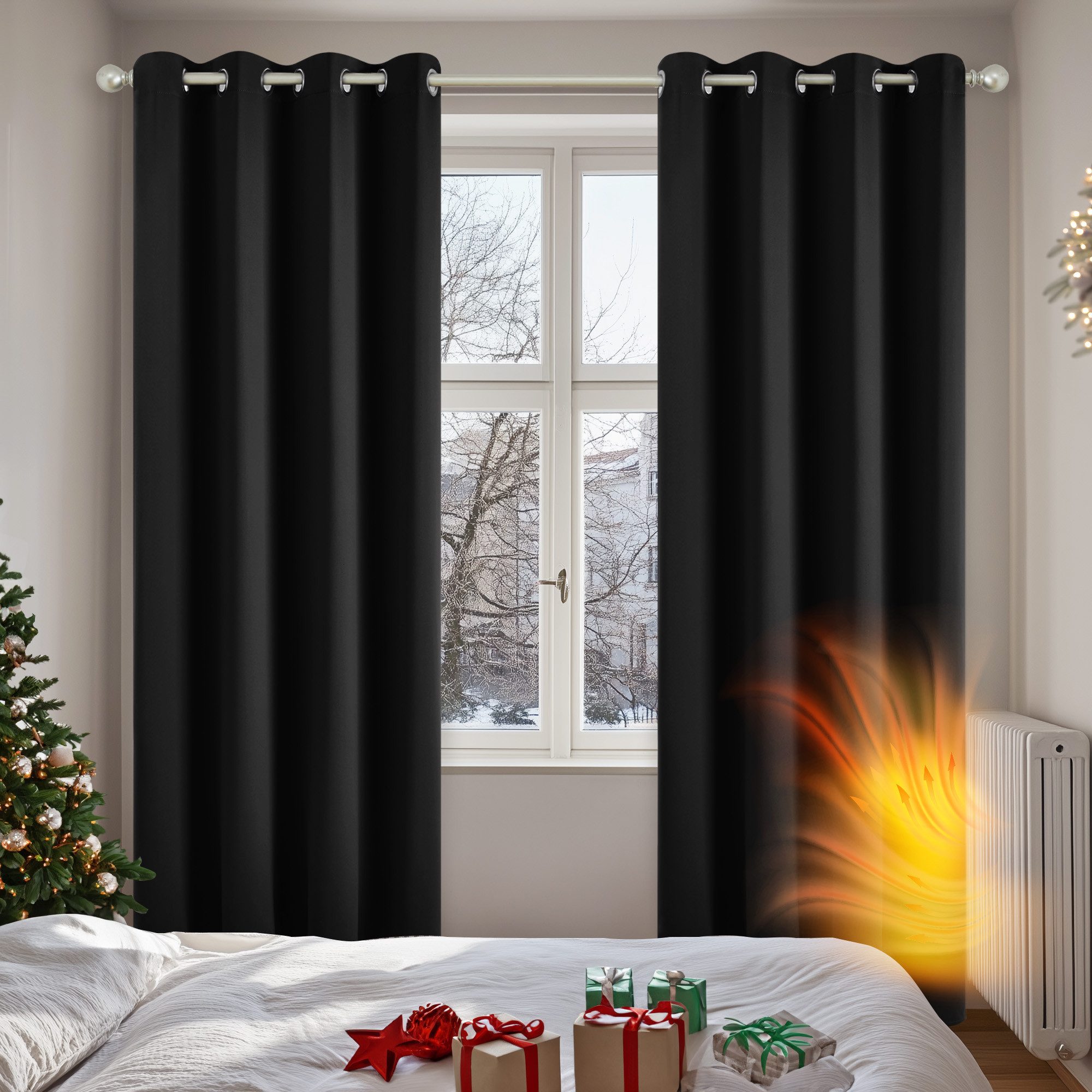 Deconovo Verdunkelungsvorhang Gardinen mit Ösen Blickdichte Vorhang Kältesc günstig online kaufen