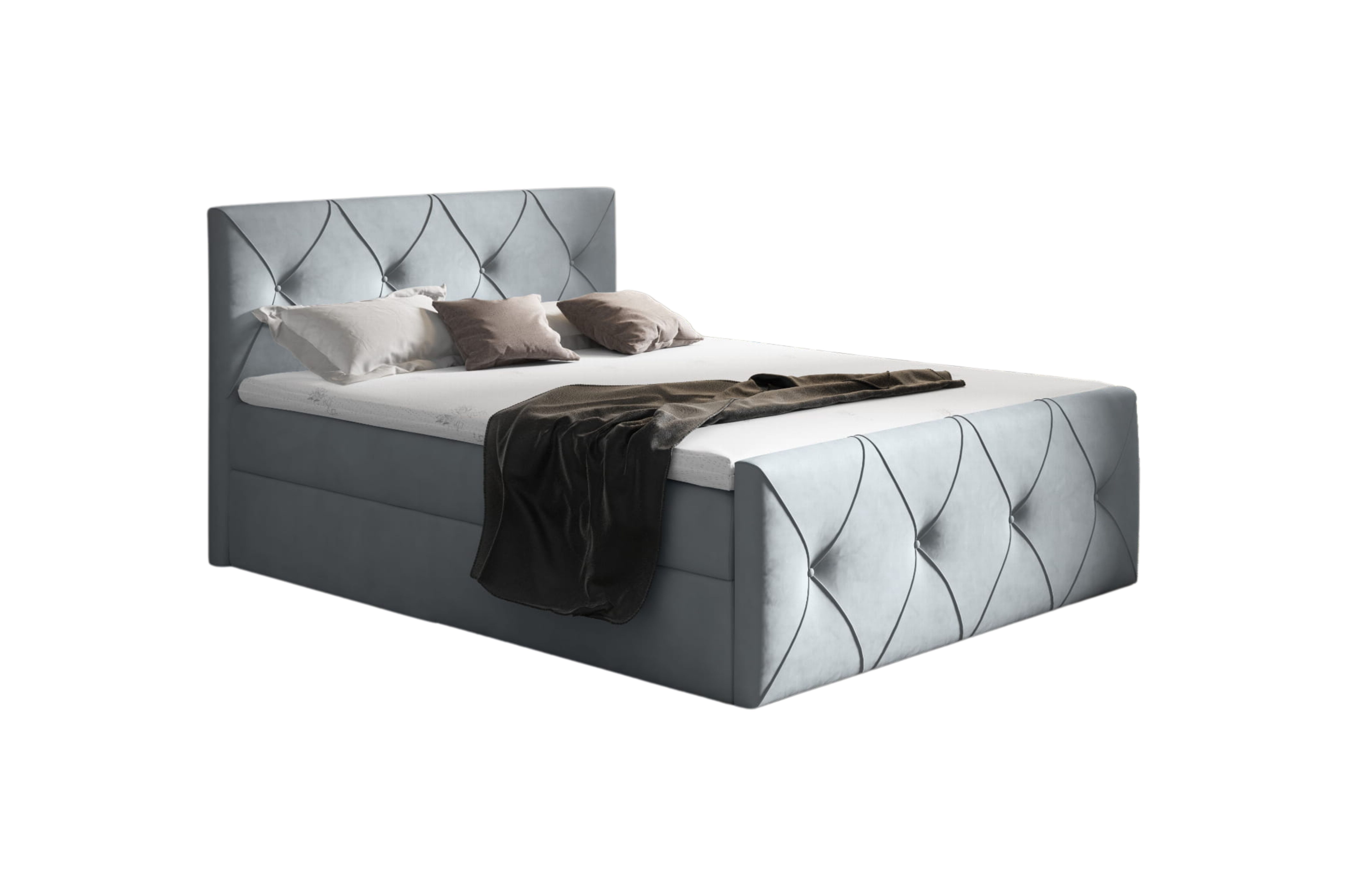MF Design Boxspringbett Boxspringbett CRYSTAL LUX mit Bettkasten und Federautomatik, Vorhanden