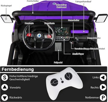 KOMFOTTEU Elektro-Kinderauto 2-Sitzer, mit Slow-Start-Funktion & Sicherheitsgurt