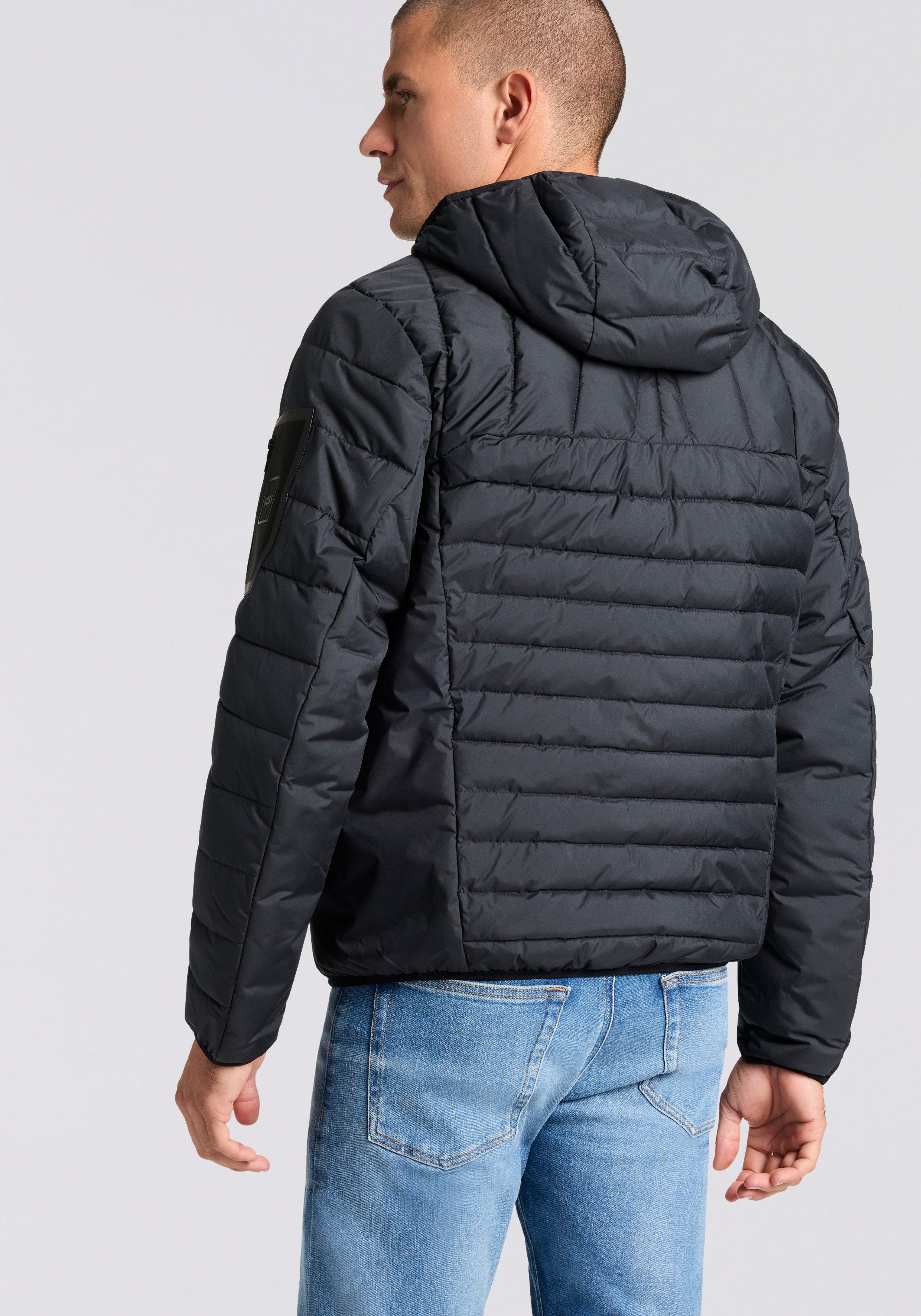 BOSS GREEN Steppjacke Kapuze, Regular Fit, reflektierende Details