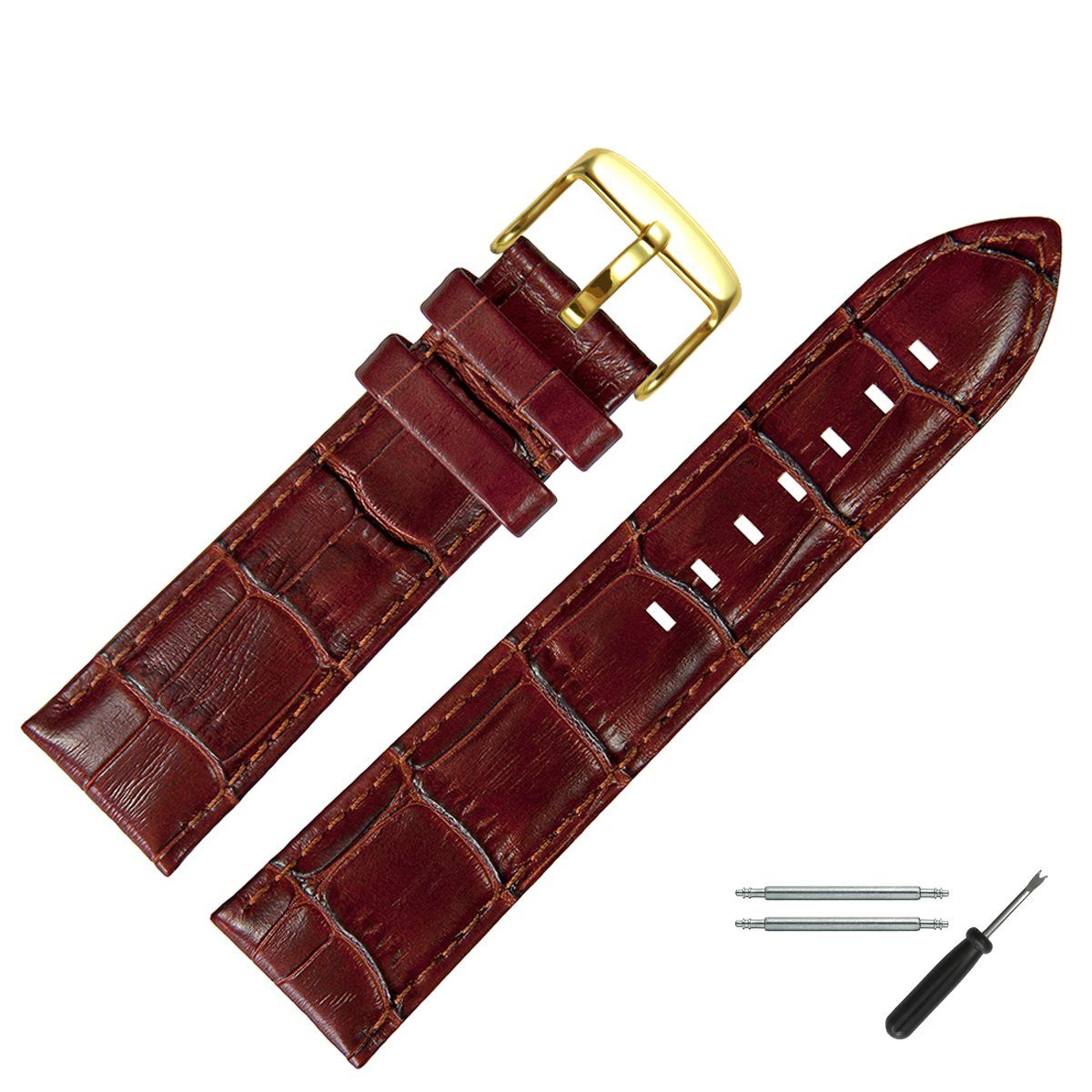 MARBURGER Uhrenarmband 22mm Leder Blau Silber Allig Produktbild-Vorschau 1