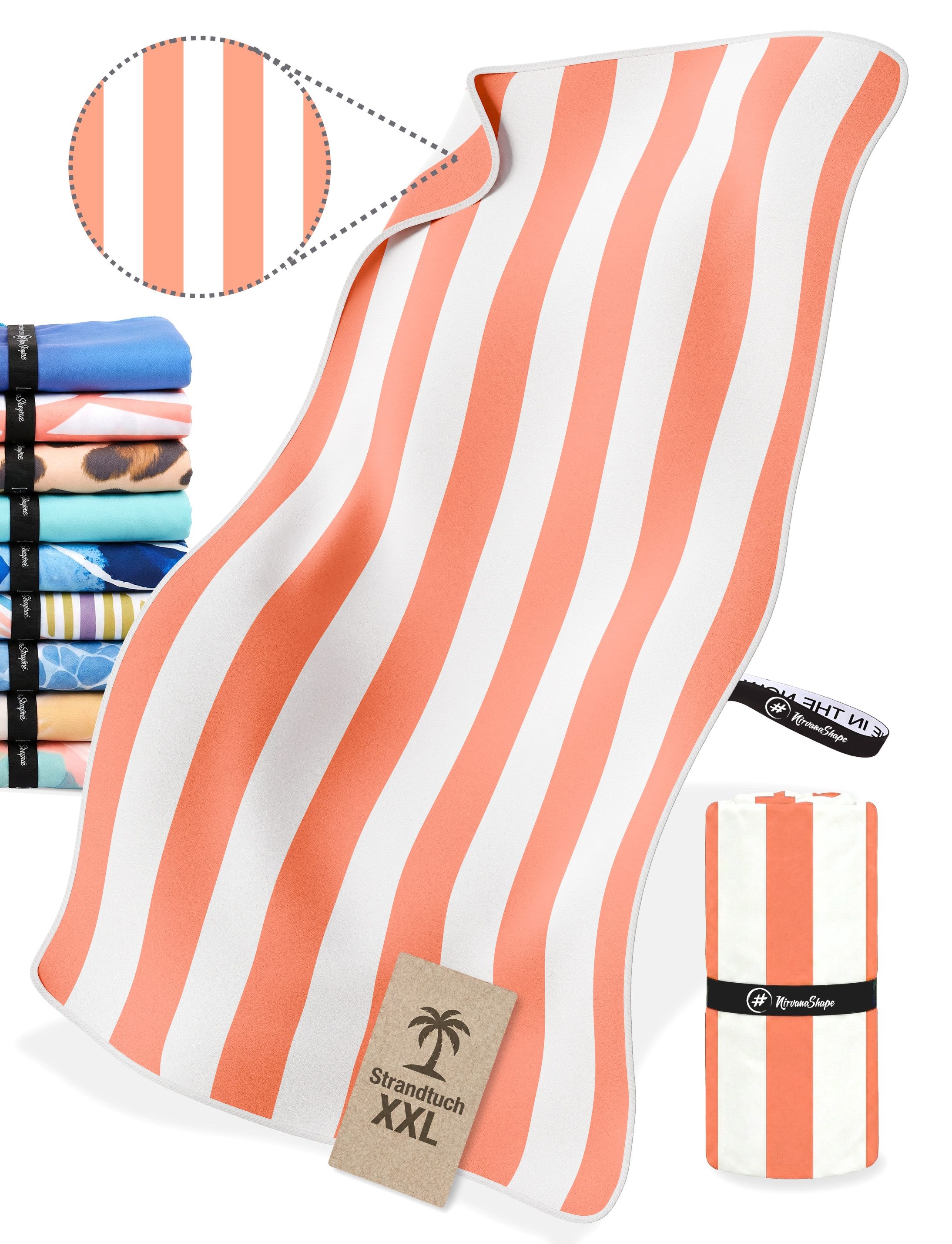 NirvanaShape Strandtuch Reise Handtuch Strandtuch XXL - Strandhandtuch, Mikrofaser Badetuch
