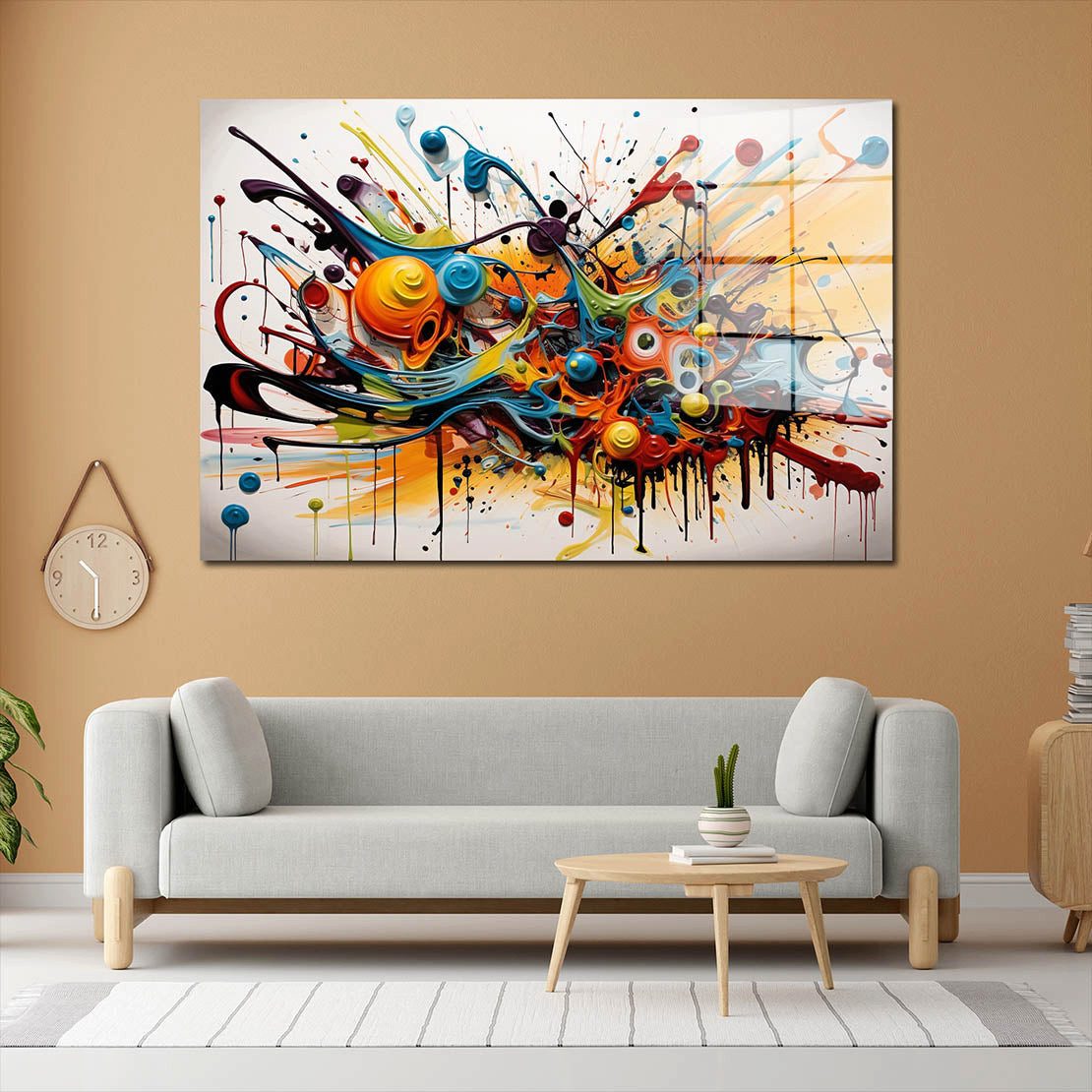 Artedinoi Acrylglasbild Abstrakte Kunst bunt mit Farben Acrylglas Wandbild Bild Wanddeko Wohnz
