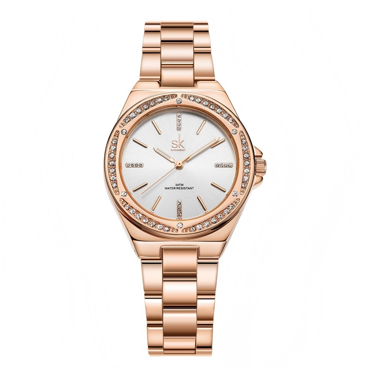 Toomoke Quarzuhr Luxus Uhr Damen, Multifunktionsuhr Armbanduhr, Wasserdicht Quarz Uhr, (Packung, Präzises Quarzwerk & 3ATM Wasserdichtigkeit für Alltag und Beruf), Kristallbesetzte Lünette für glamourösen Look