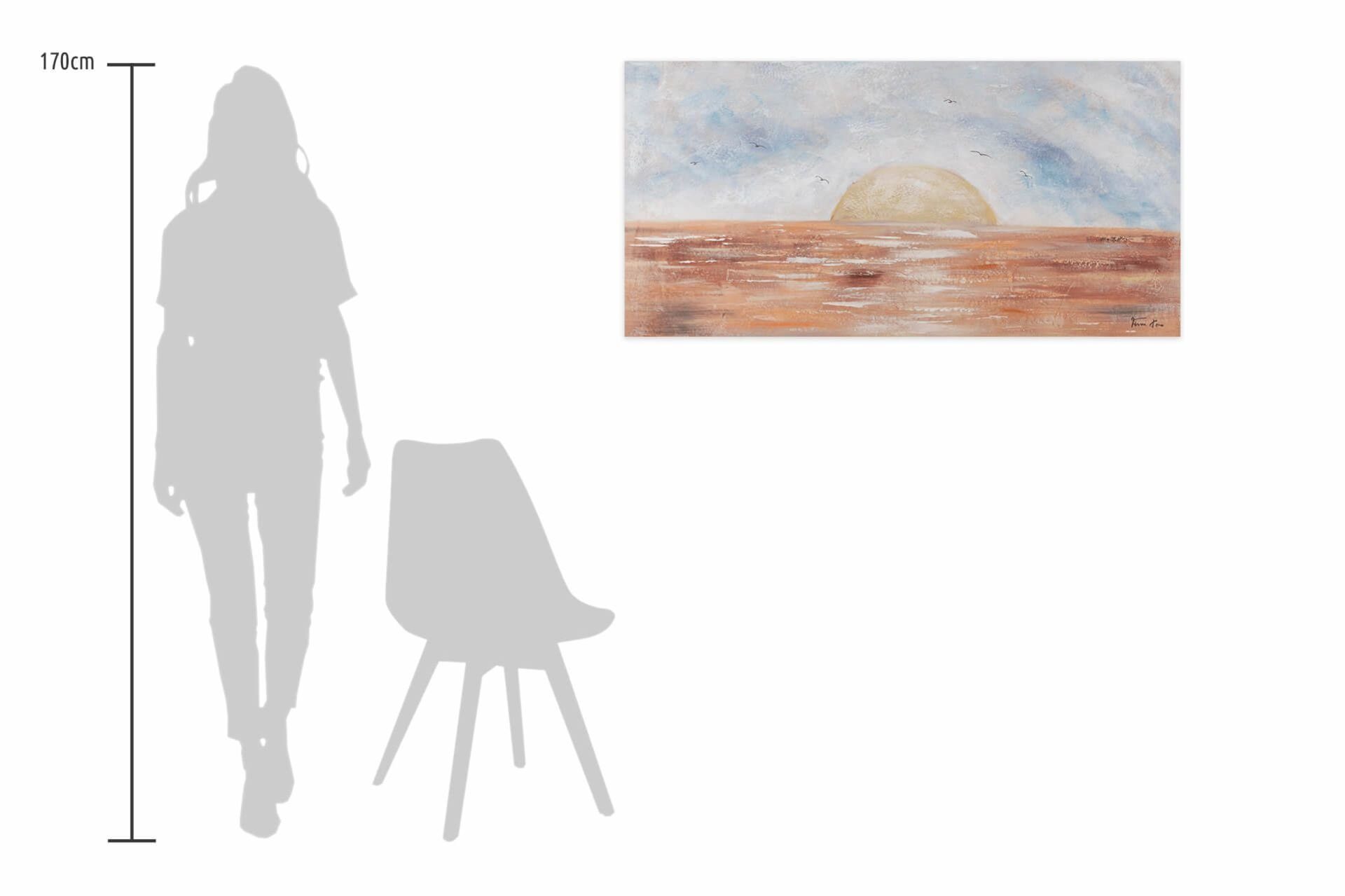 Gemälde Wandbild Sunrise cm, of New HANDGEMALT 120x60 Wohnzimmer Leinwandbild Life KUNSTLOFT 100%