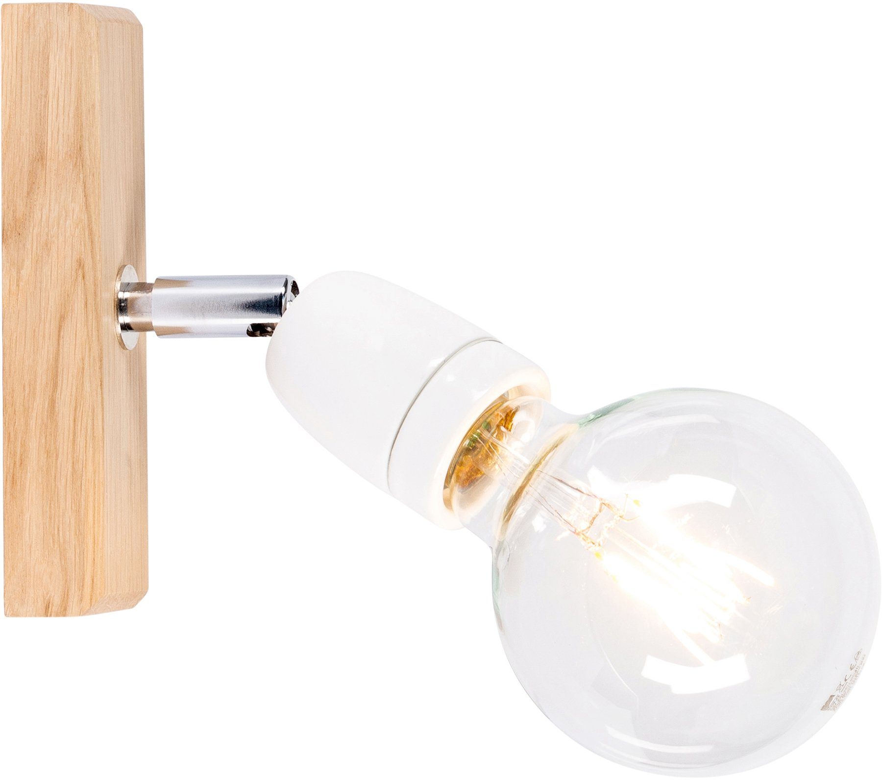 LIGHTING FSC® Leuchte Leuchtmittel, Zertifiziert Porcia, Leuchtmittel aus Dekorative auf Holzbasis, ohne Ceramik Wandleuchte BRITOP wechselbar,