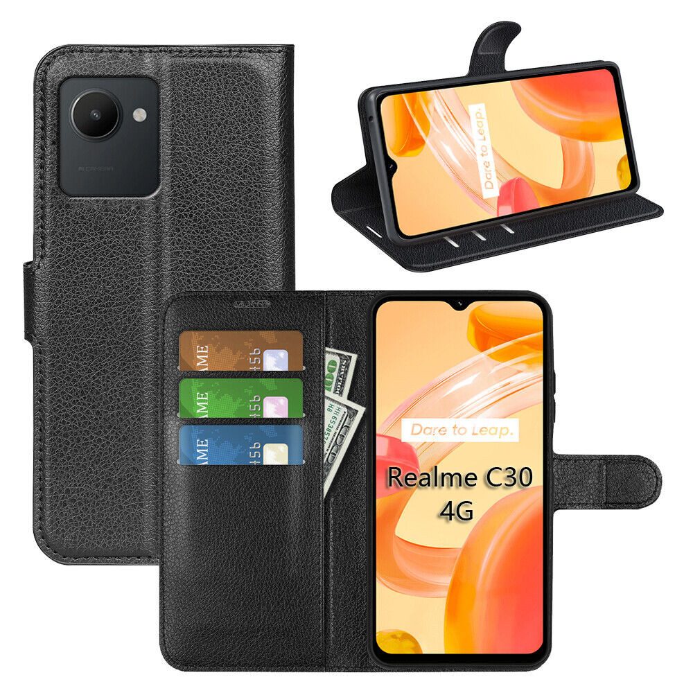 betterfon Handyhülle Handytasche für Realme C30 Klapphülle Flip Case Schwarz
