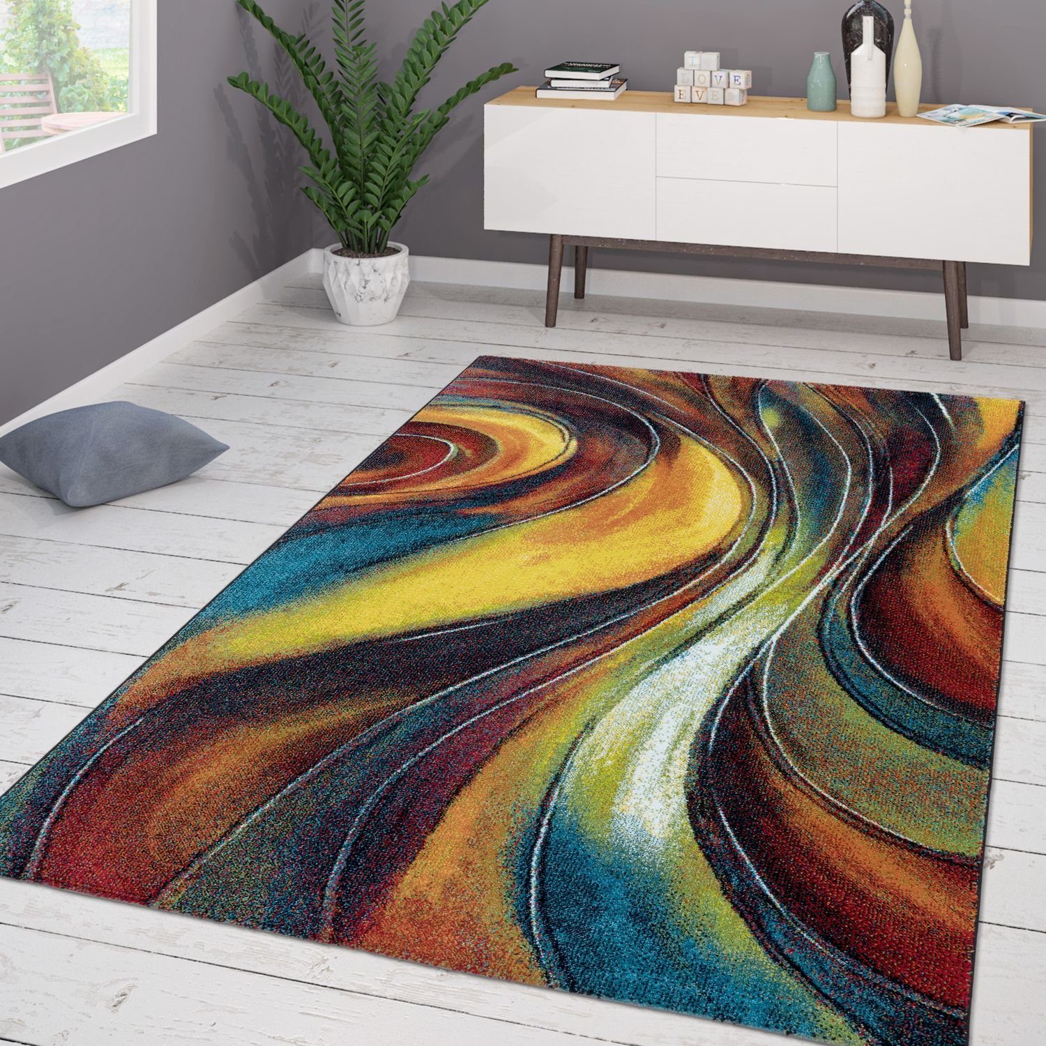 Bunt Home, rechteckig, Bunt 16 Teppich Soft Designs, Modern Kurzflor Abstrakte TT Teppich 6 Wohnzimmer mm Höhe:
